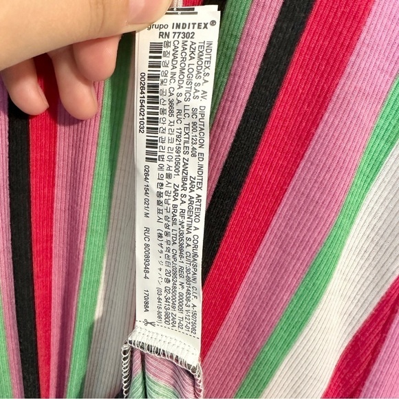 NWOT Zara Multicolor Striped Ruched Gretchen Midi Long Sleeve Dress Size Med - Picture 7 of 10